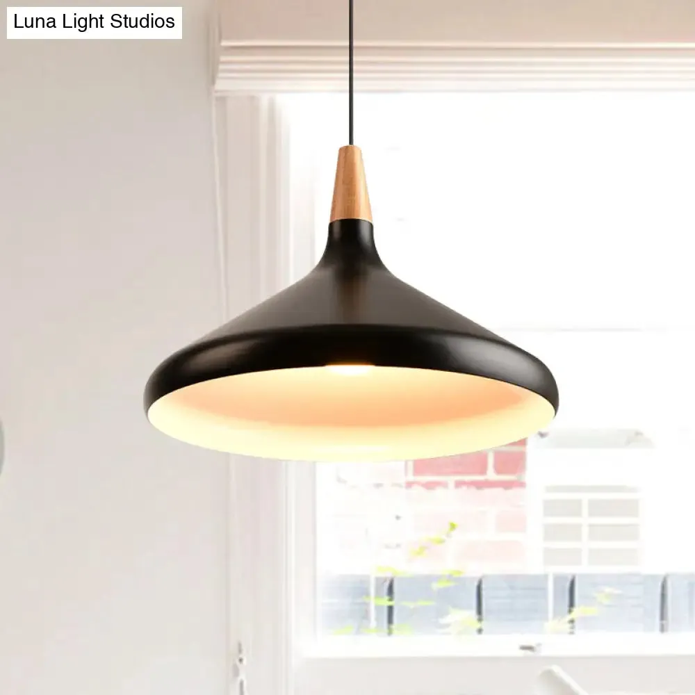 7"/11"/15" W Cone Dining Table Pendant Light - Simple Metallic Design, Adjustable Cord - Black/Grey/White