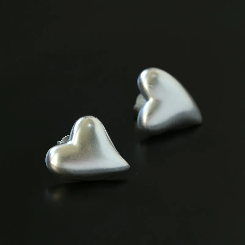 925 Sterling Silver  Frosted Love Earrings