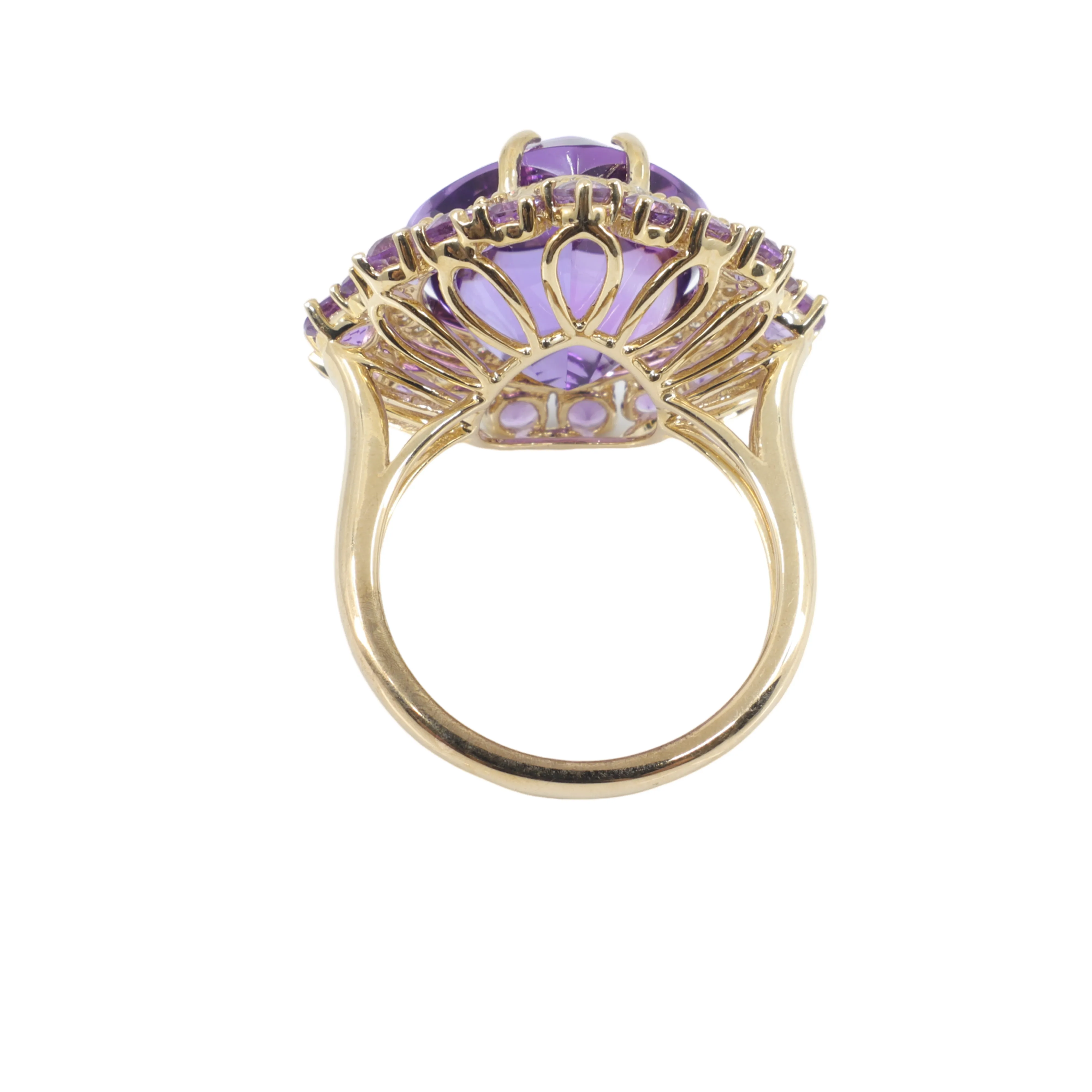 9K Yellow Gold Amethyst and Diamond Ring - 20764760