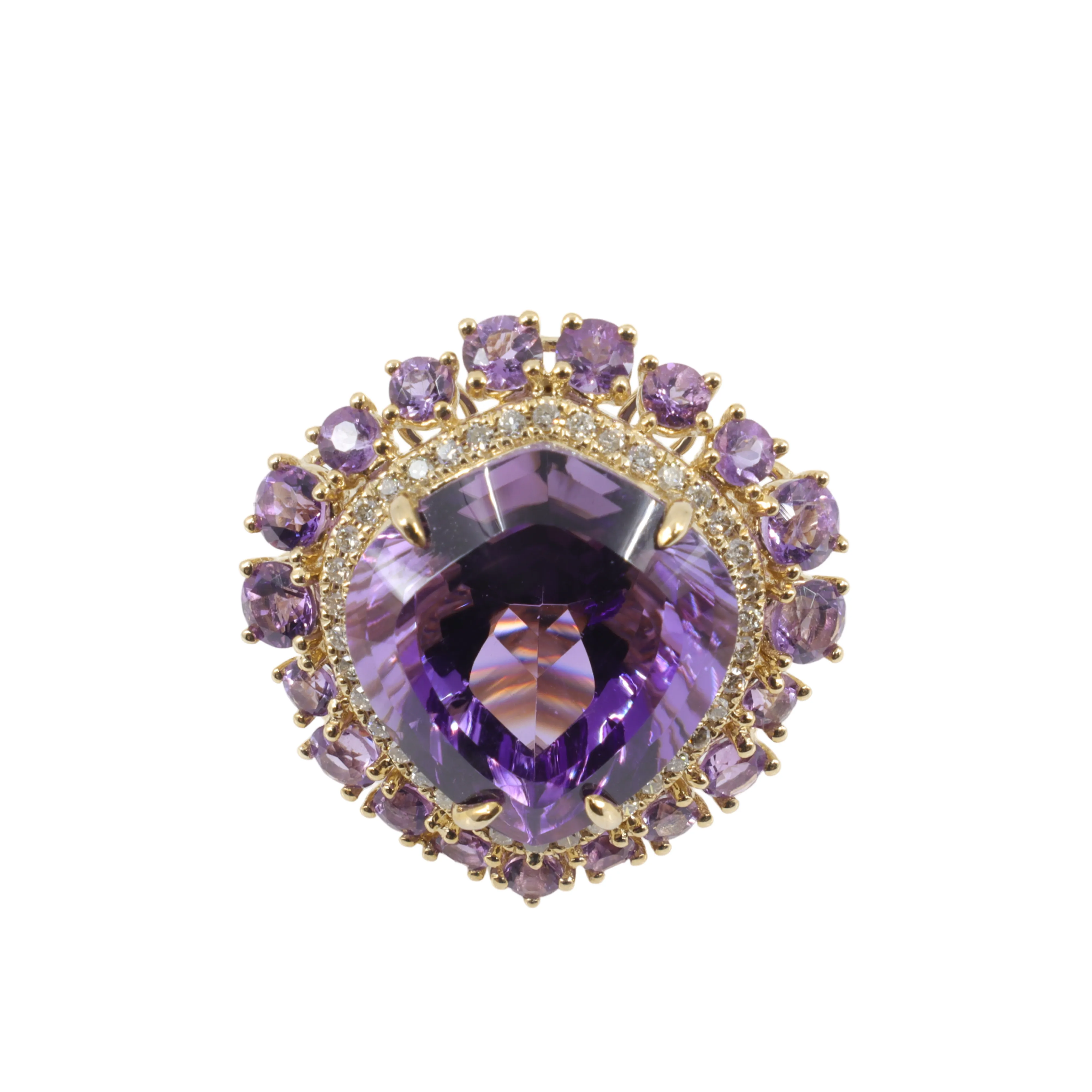 9K Yellow Gold Amethyst and Diamond Ring - 20764760