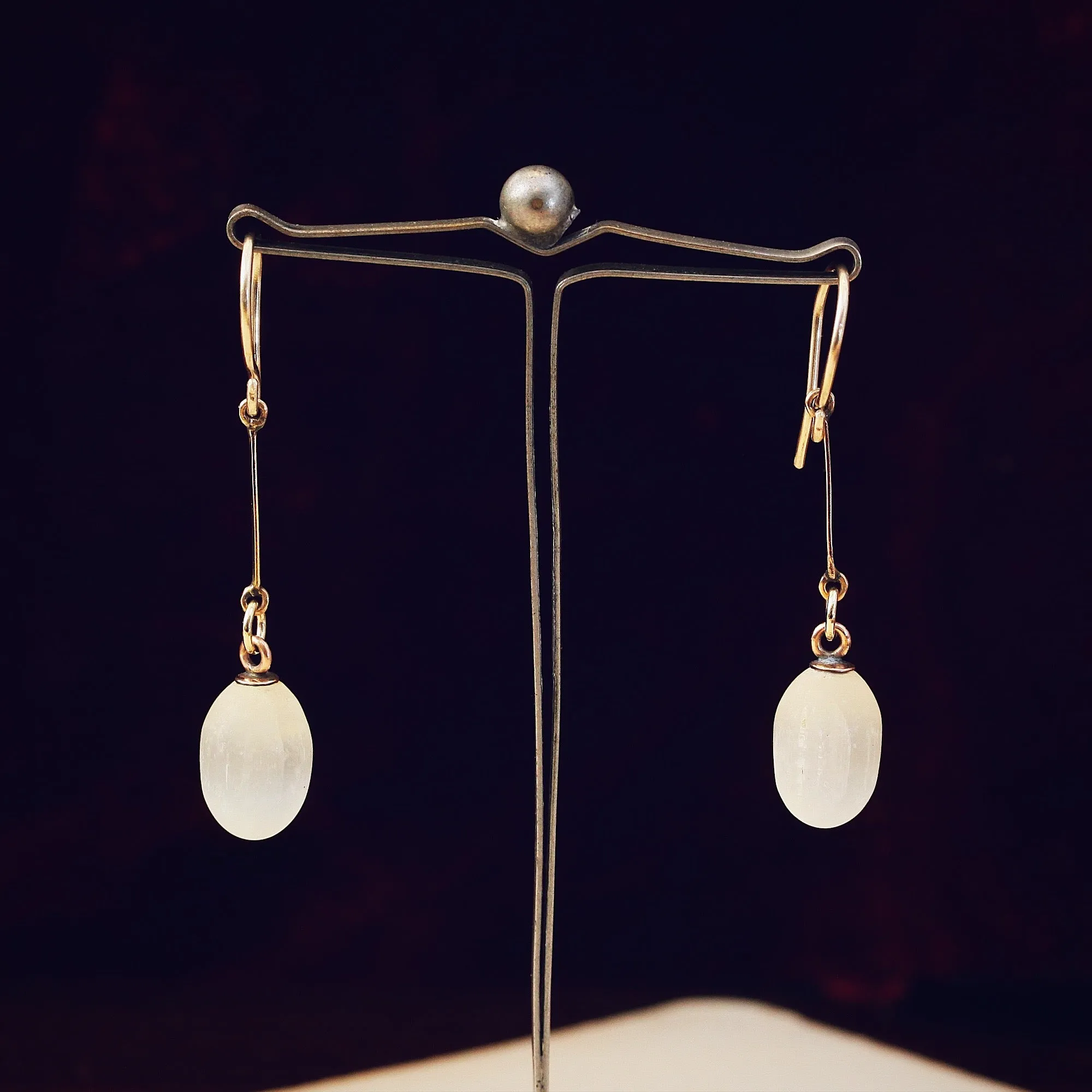 A Graceful Pair of Selenite Drop Earrings