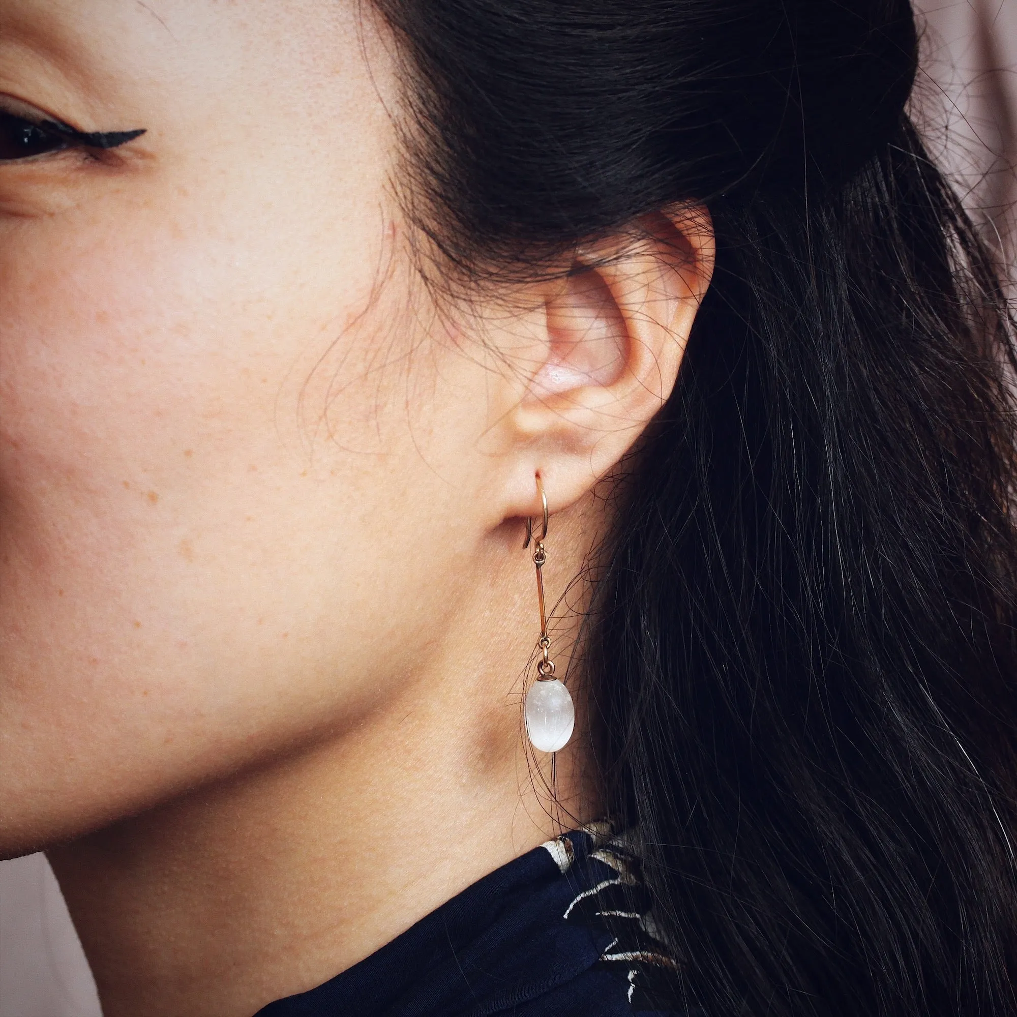 A Graceful Pair of Selenite Drop Earrings