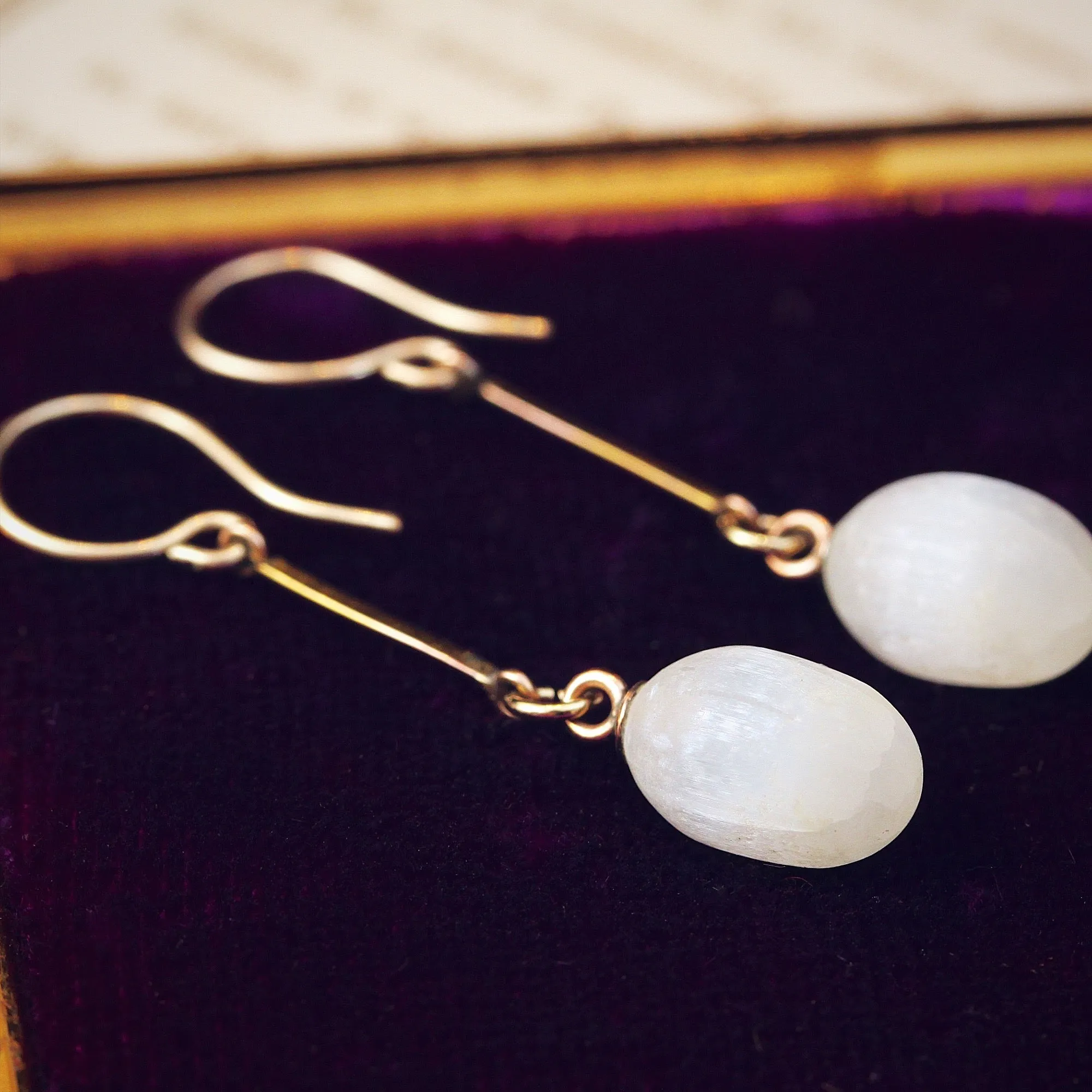 A Graceful Pair of Selenite Drop Earrings