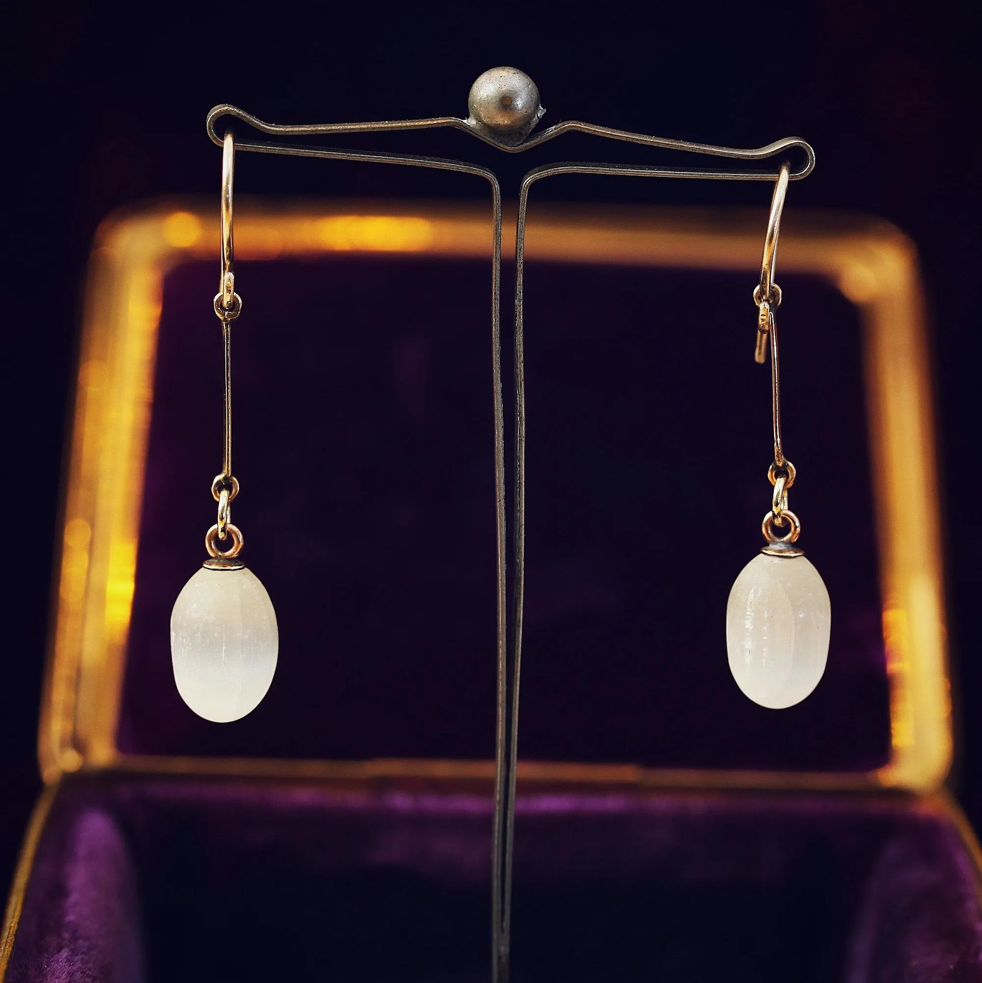 A Graceful Pair of Selenite Drop Earrings