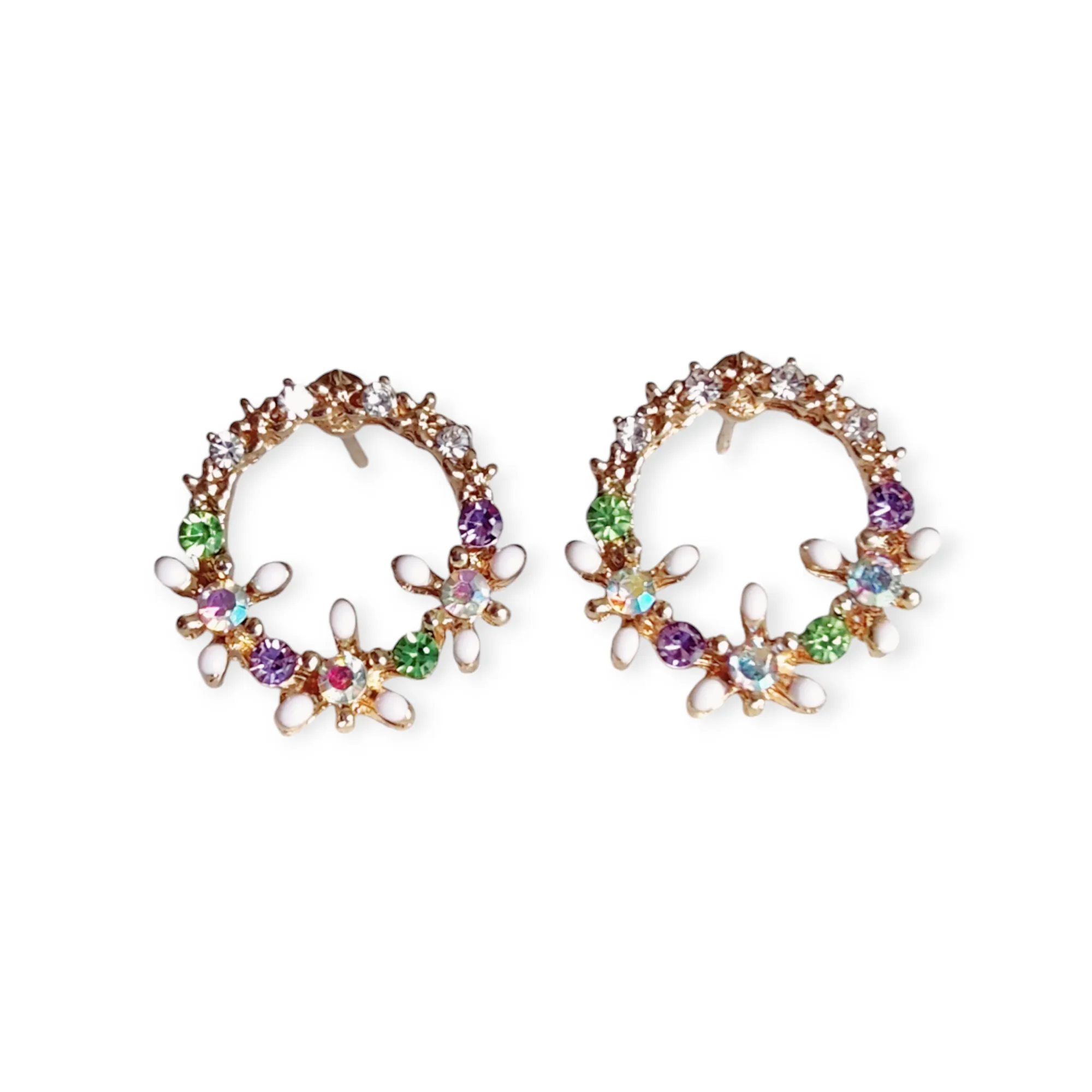 Aashi studs in Purple and Green