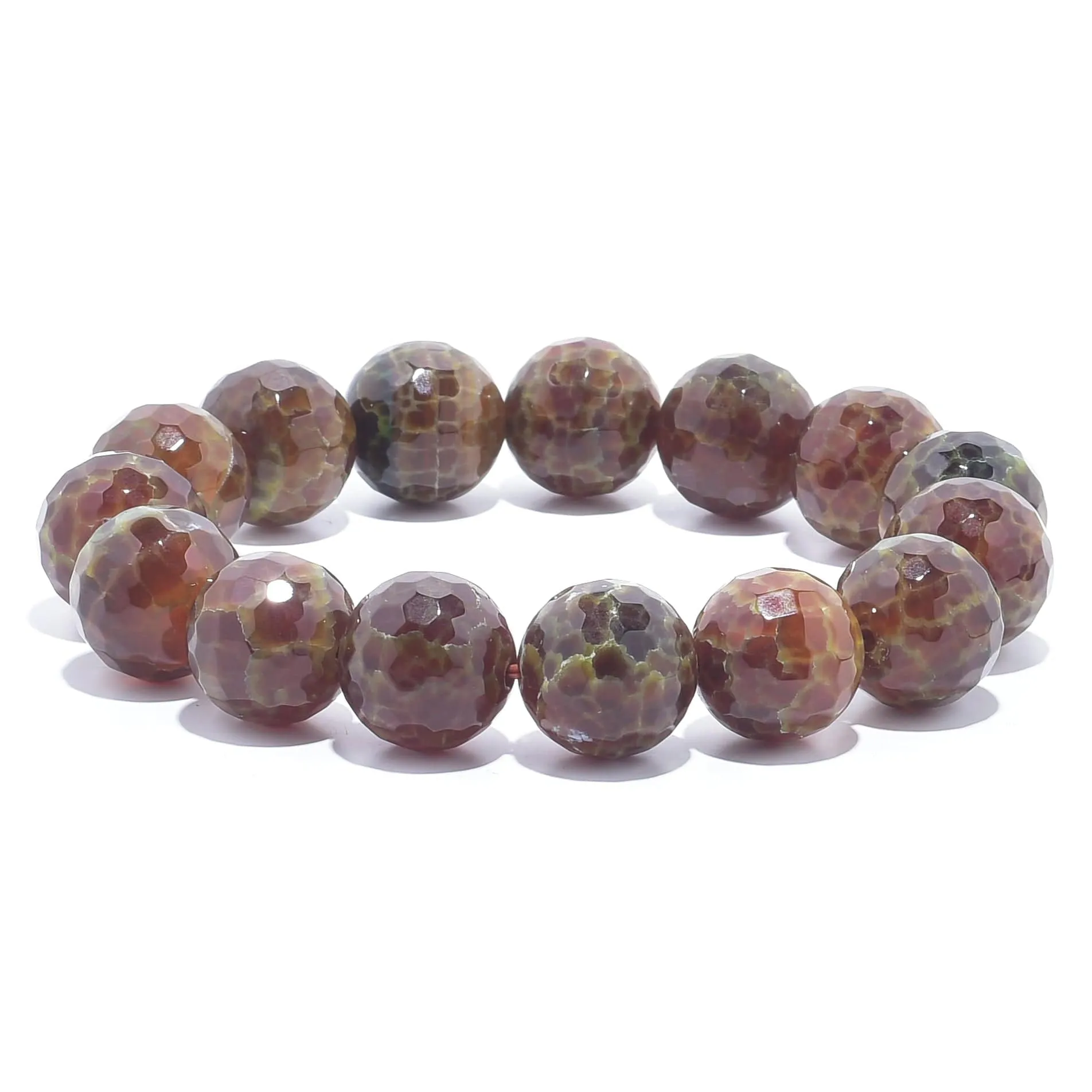 Agate Faceted Natural 16mm Gemstone Bead Elastic Bracelet