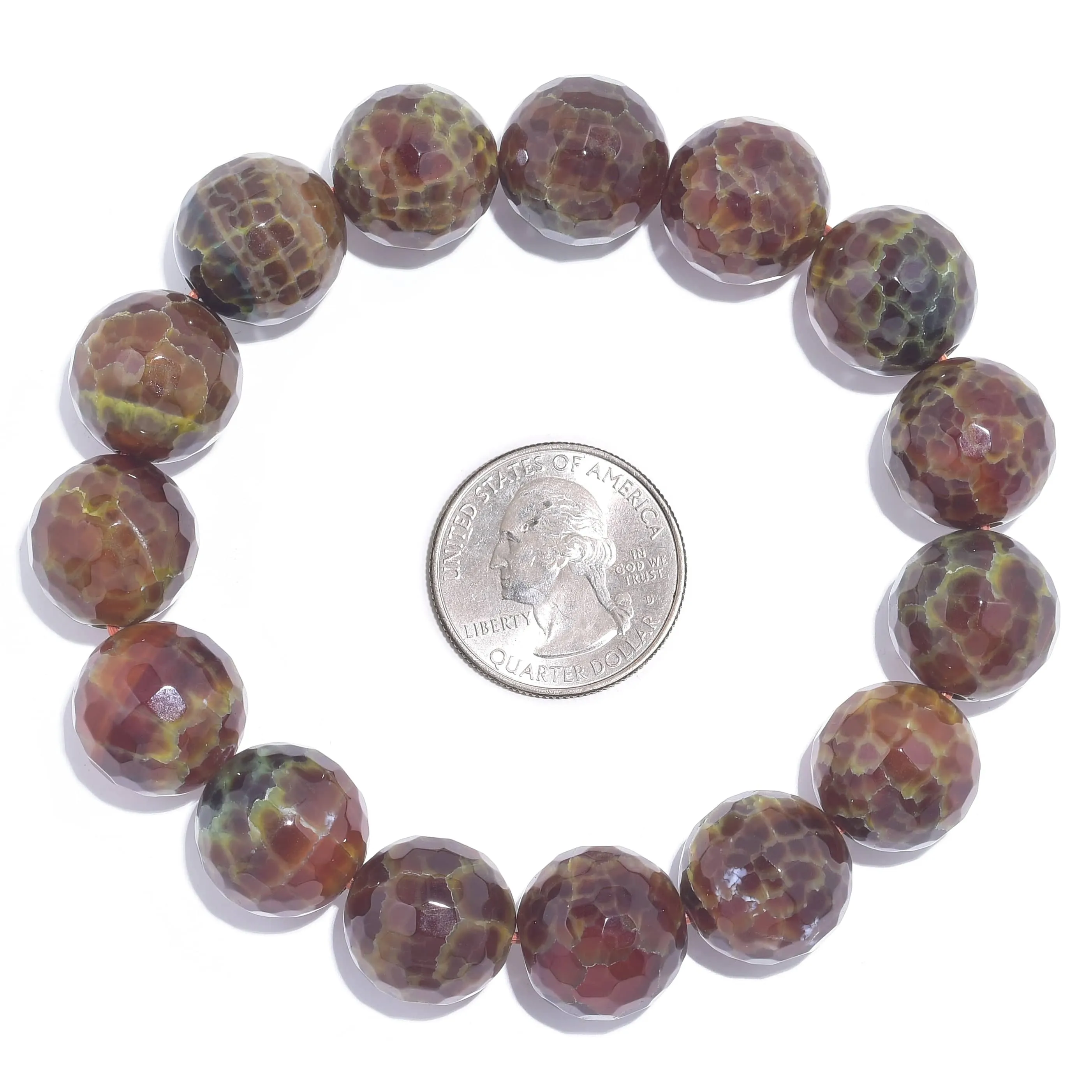 Agate Faceted Natural 16mm Gemstone Bead Elastic Bracelet