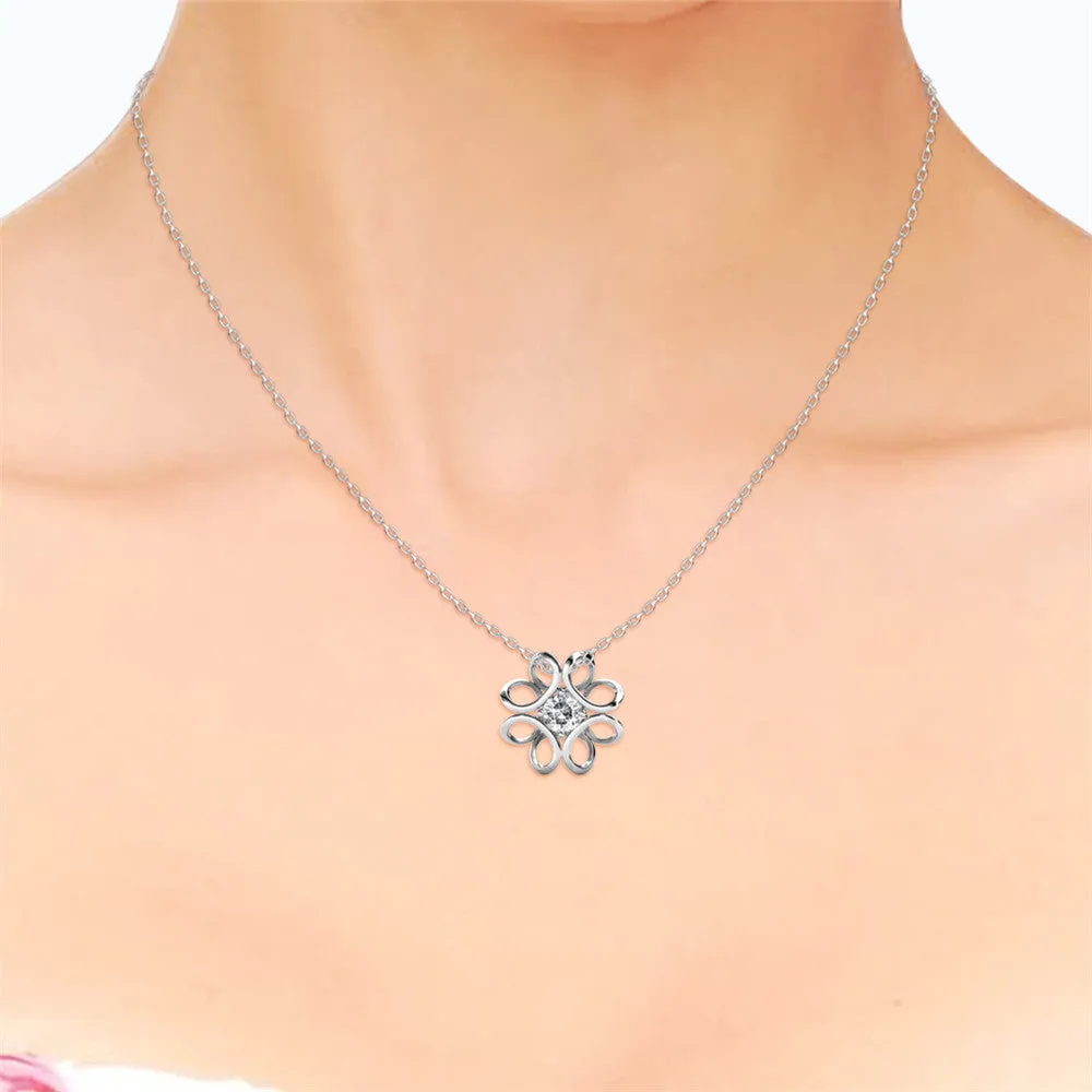 Alexis 18k White Gold Plated Flower Pendant Necklace with Swarovski Crystal