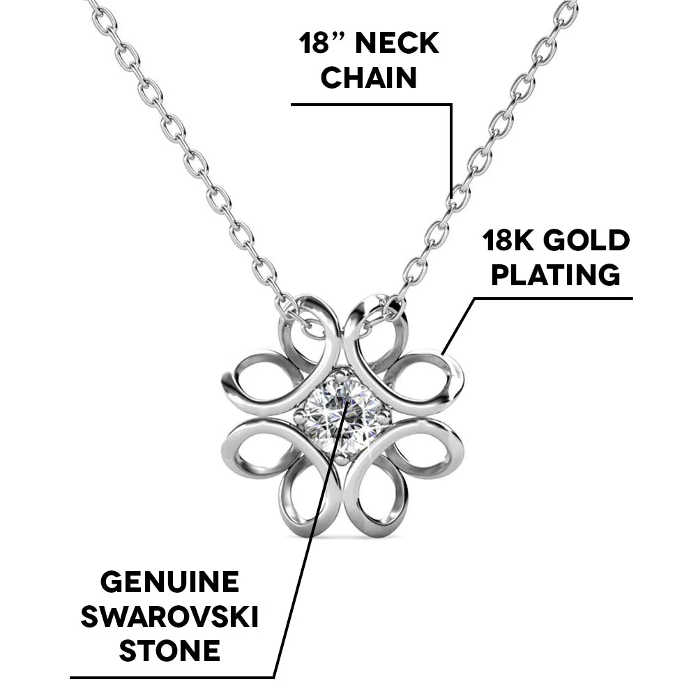 Alexis 18k White Gold Plated Flower Pendant Necklace with Swarovski Crystal