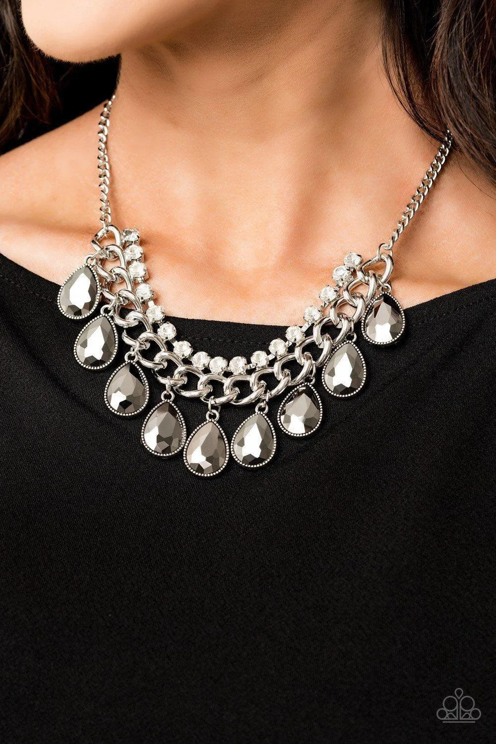 All Toget-HEIR now Silver Teardrop Necklace - Paparazzi Accessories