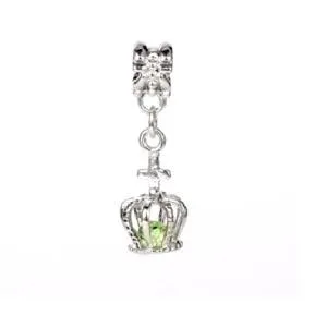 Alloy Crown with Green Glass Stone Drop Charm