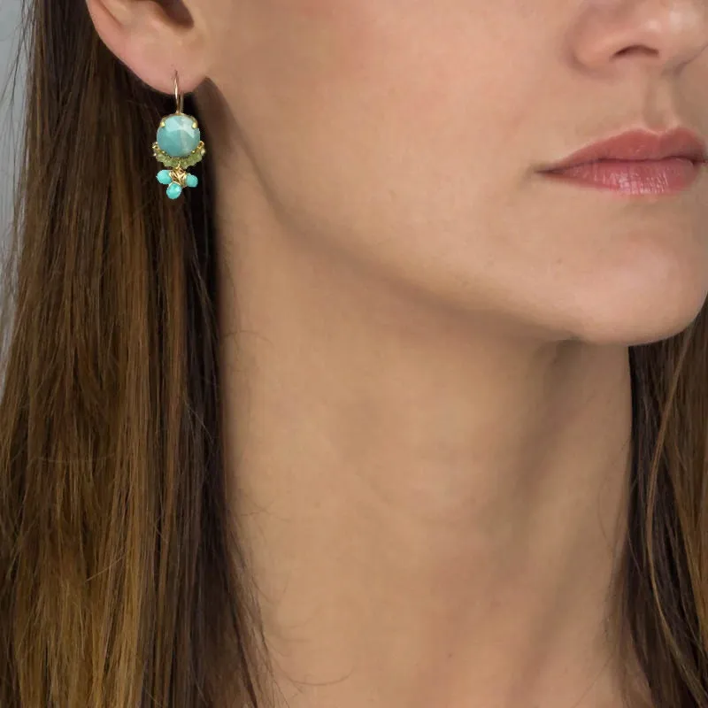 Amazonite Peridot Clover Earrings