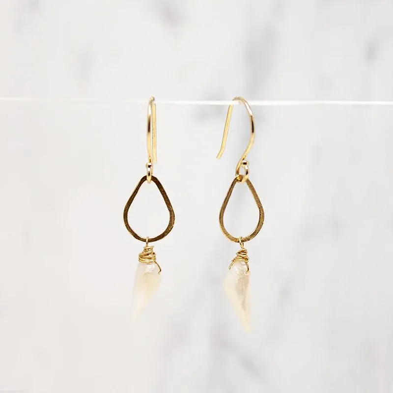 American River Pearl on Handmade Gold Detail Earrings by brunet