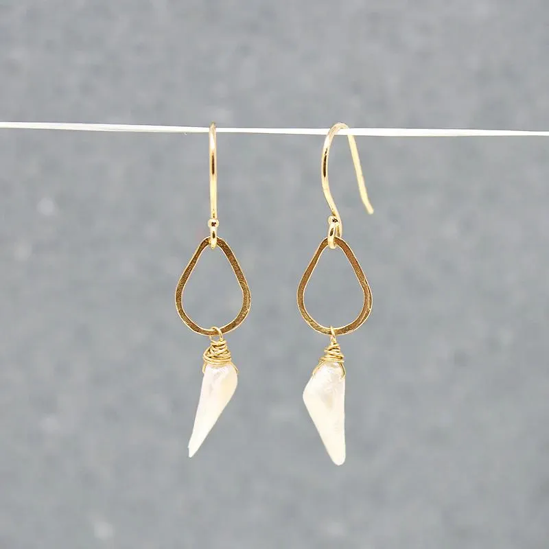 American River Pearl on Handmade Gold Detail Earrings by brunet