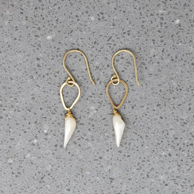 American River Pearl on Handmade Gold Detail Earrings by brunet