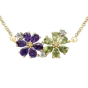 Amethyst and Peridot Flower Necklace