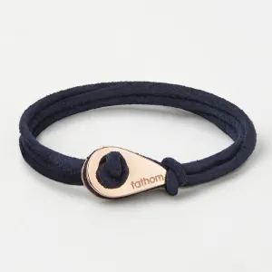 AMIRABAD Distressed Leather Thimble Charm Bracelets Mens Womens Wrap Wristbands Navy Blue Rose Gold