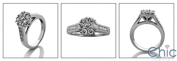 Anniversary Flower Top Round Cubic Zirconia Cz Ring