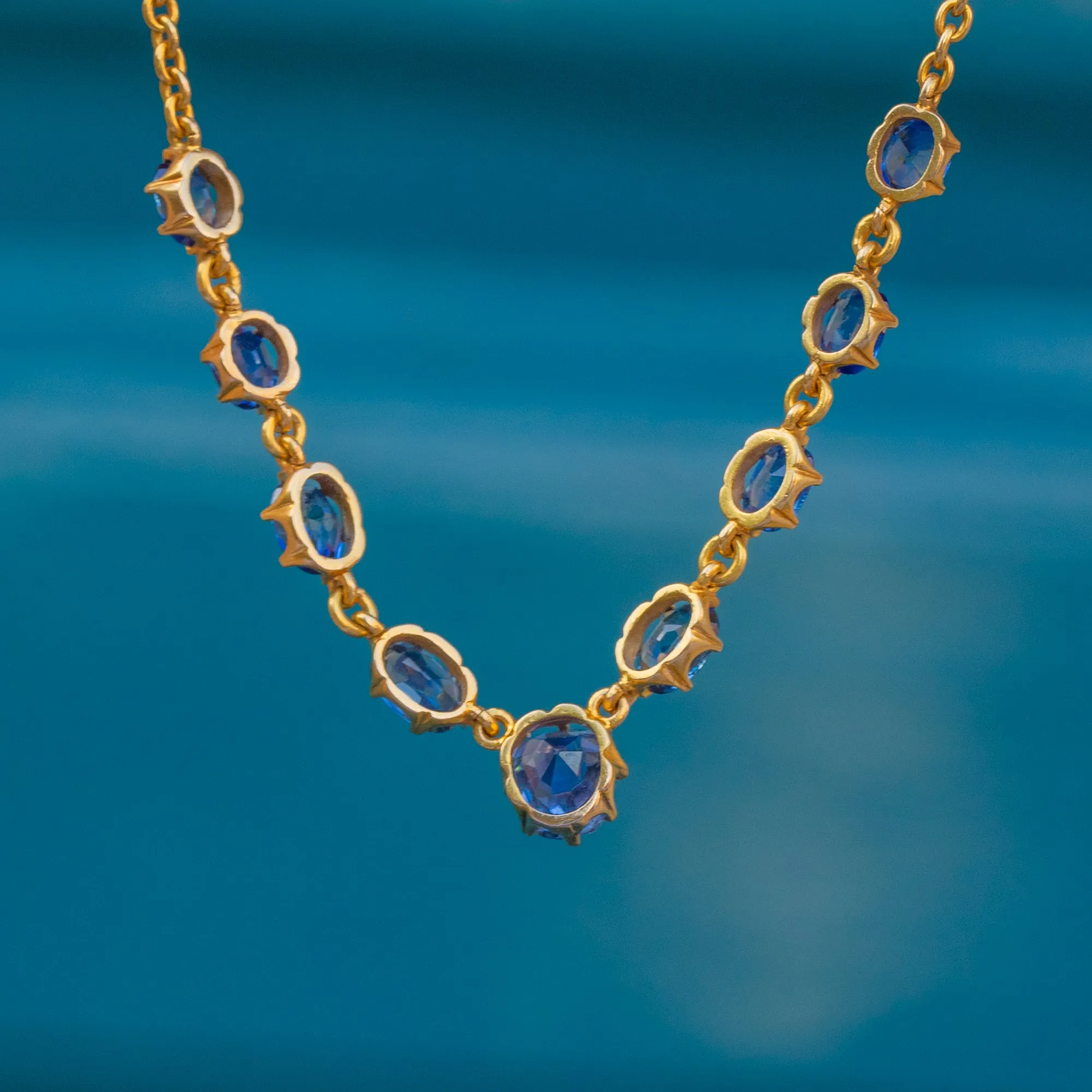 Antique 15ct Gold Sapphire Necklace, 7.20ct