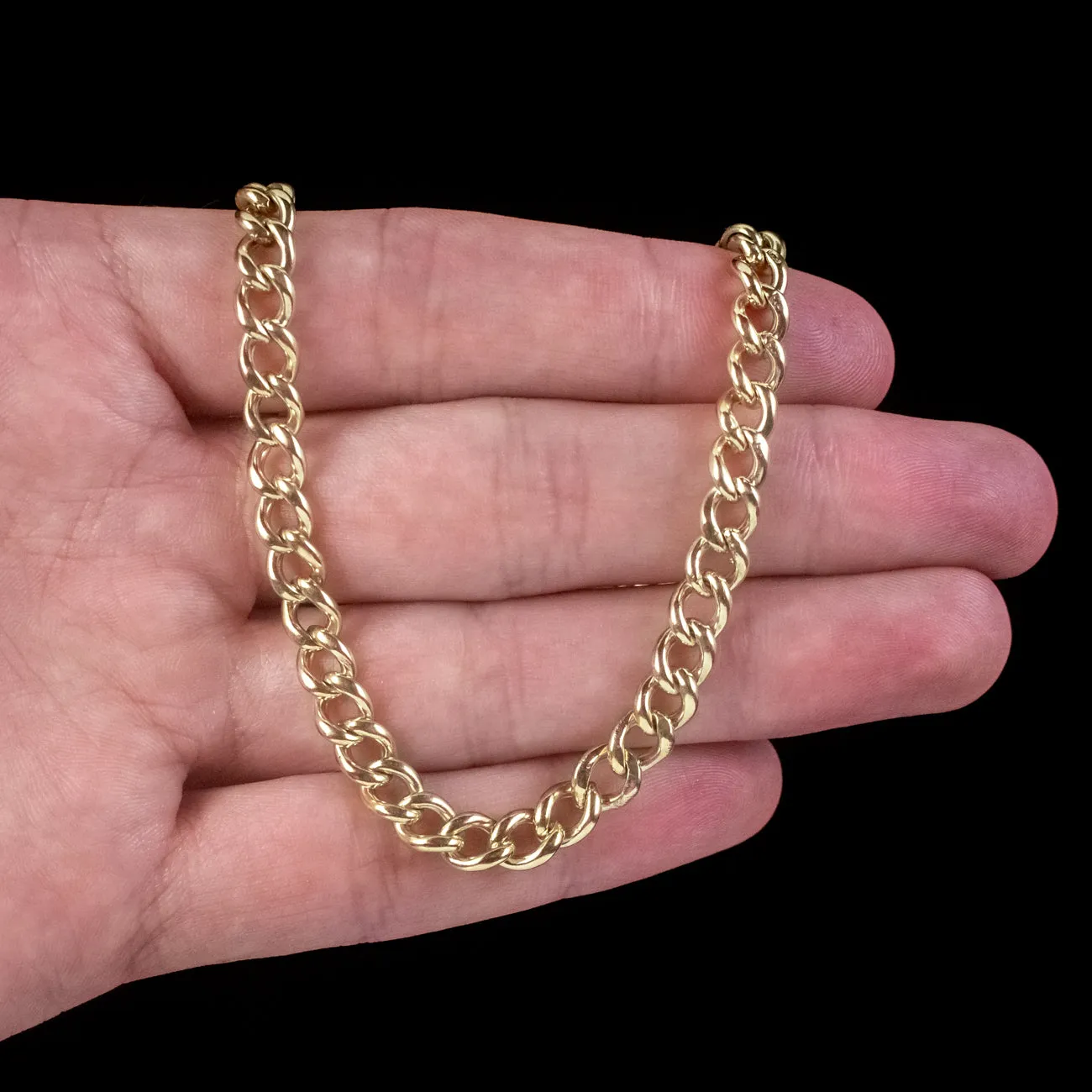 Antique Edwardian Curb Chain 18ct Gold On Silver Dated 1901