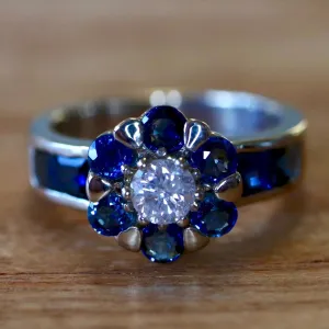 Apollonian 14k White Gold, Sapphire and Diamond Ring