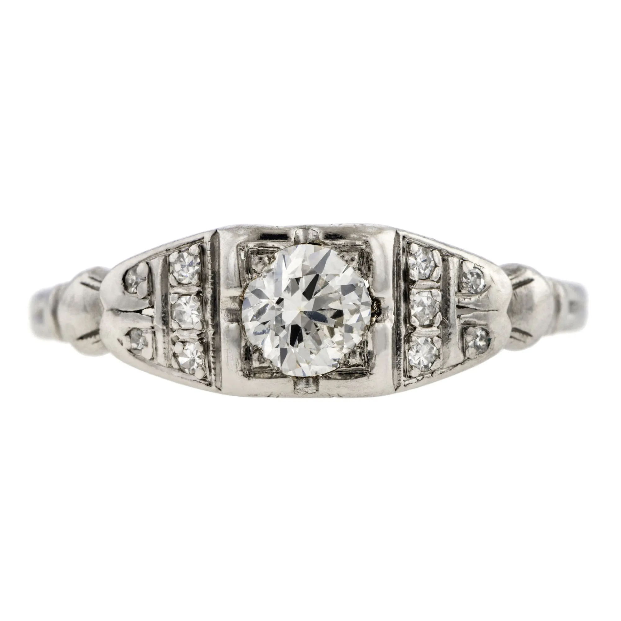 Art Deco Diamond Engagement Ring, RBC 0.29ct.