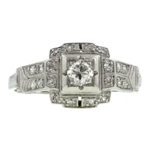 Art Deco Diamond Engagement Ring, TRB 0.24ct