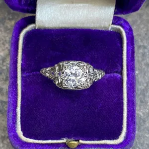 Art Deco Diamond Ring, RBC 0.71ct.