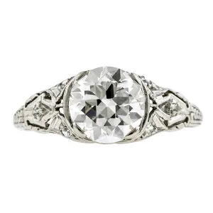 Art Deco Engagement Ring, RBC 1.55ct