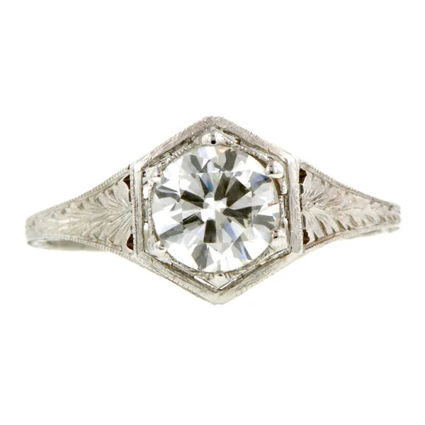 Art Deco Engagement Ring, TRB 0.91ct