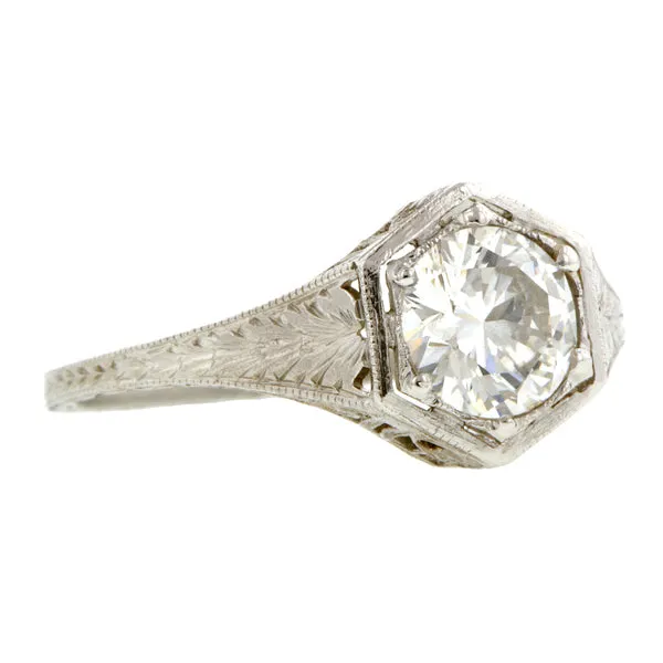 Art Deco Engagement Ring, TRB 0.91ct