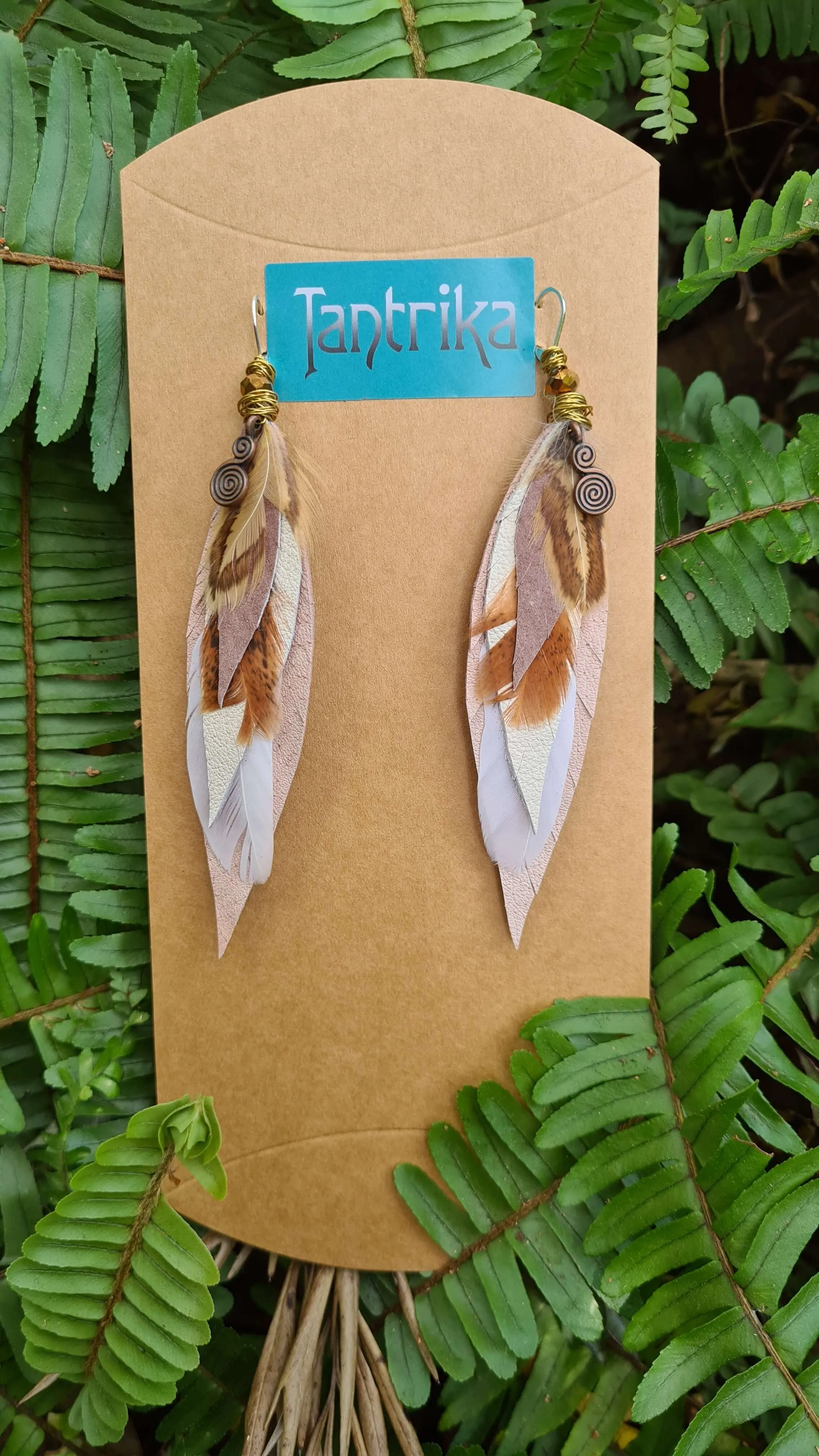 Asha Feather & Leather Earrings