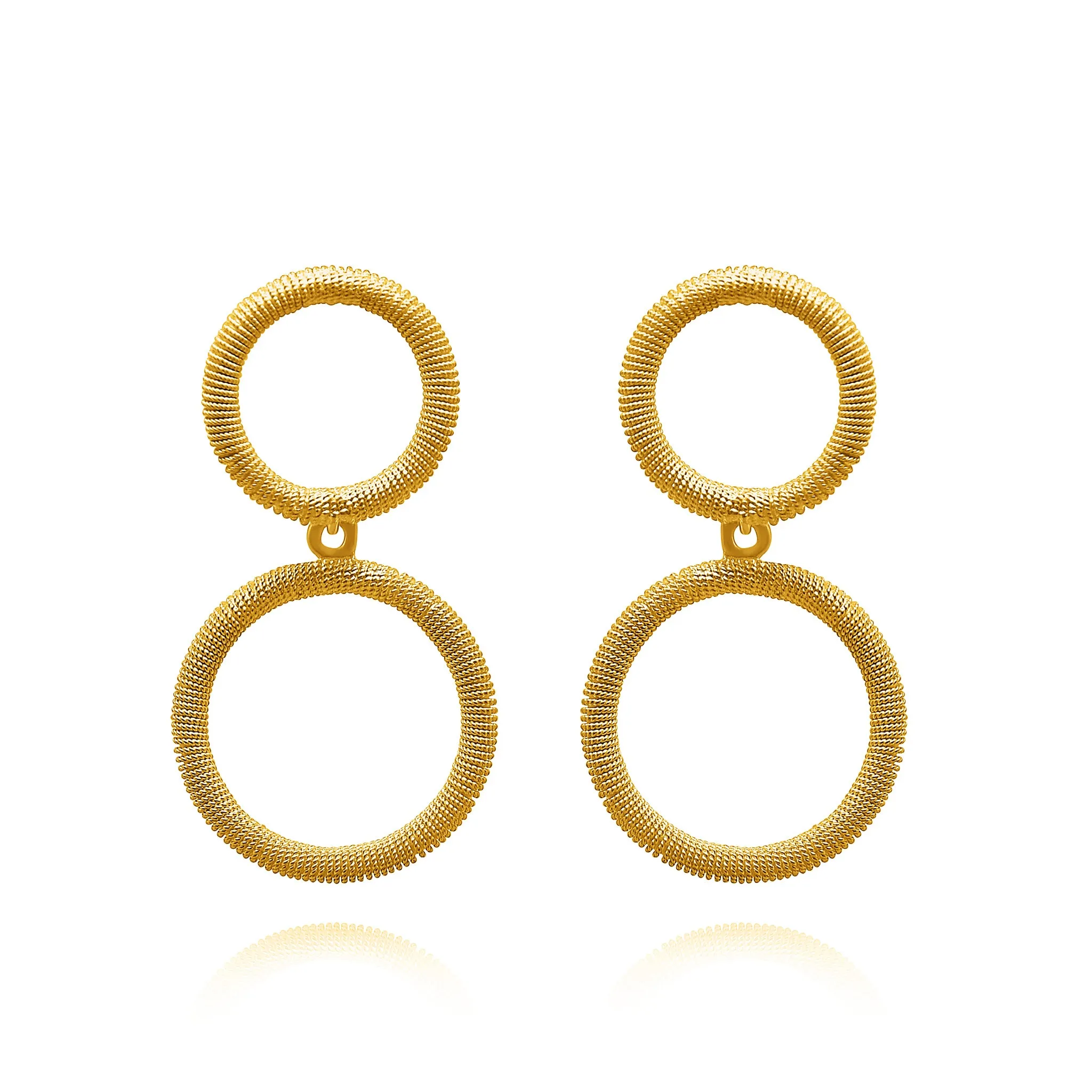 ASHER DOUBLE CIRCULAR GOLD MEDIUM EARRINGS