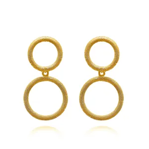 ASHER DOUBLE CIRCULAR GOLD MEDIUM EARRINGS