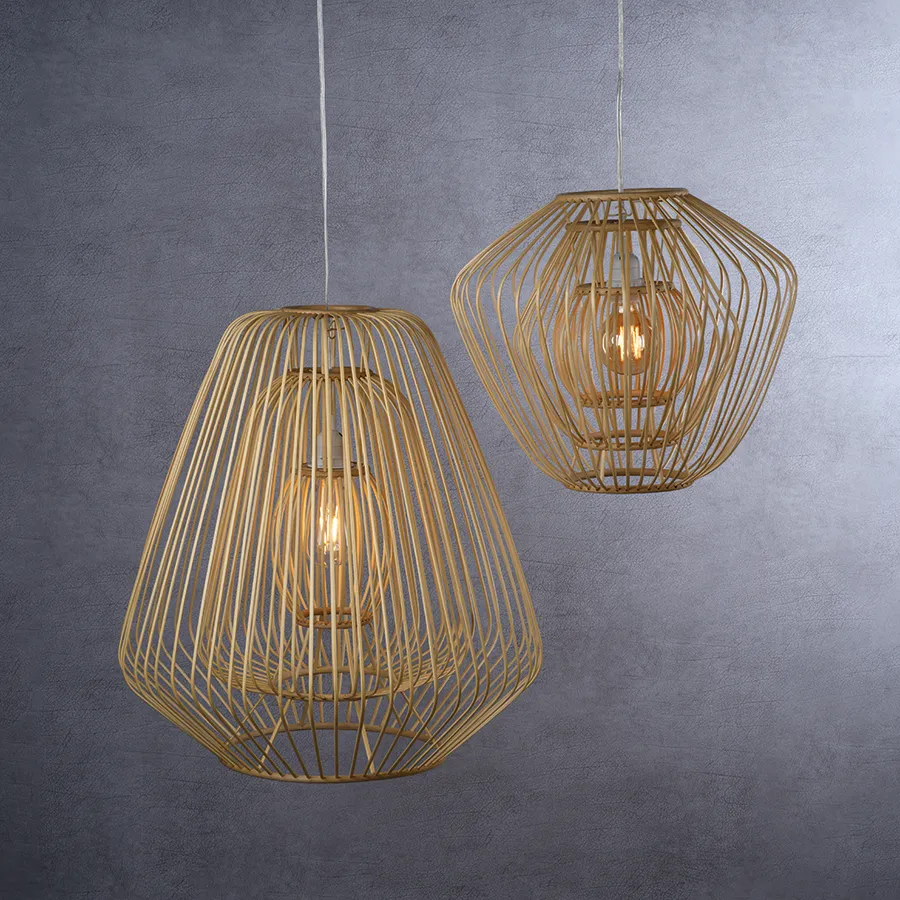 Bamboo & Rattan Layered Pendants