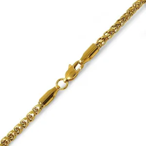 Basket Weave IP Gold Stainless Steel Bracelet 4MM