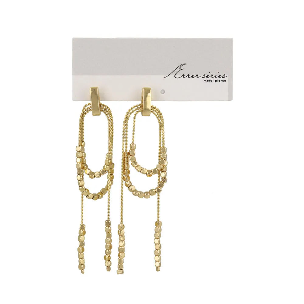 Beaded Layered Chain Earrings