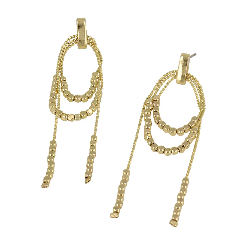 Beaded Layered Chain Earrings