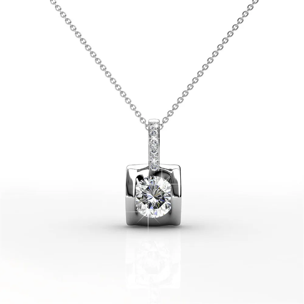 Billie 18k White Gold Pendant Necklace with Round Cut Swarovski Crystals - Fab Friday Flash Sale