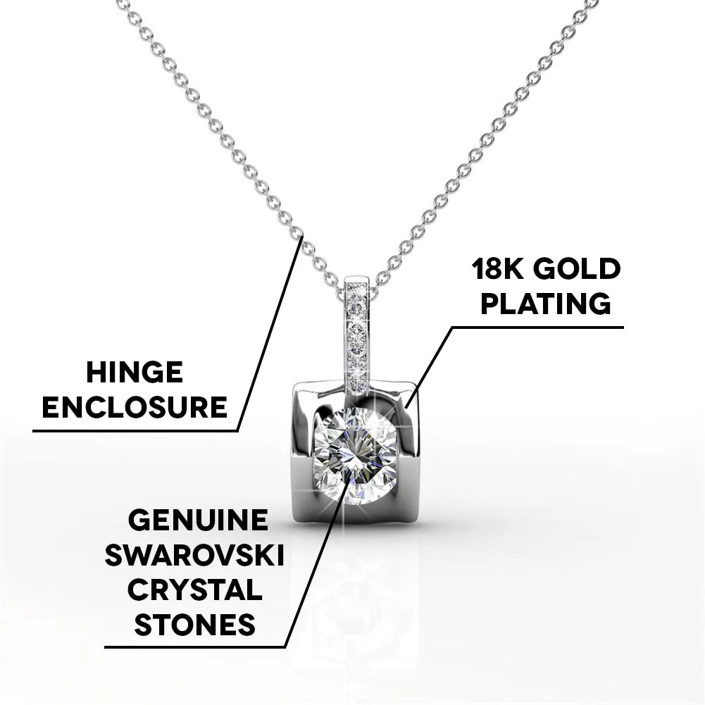 Billie 18k White Gold Pendant Necklace with Round Cut Swarovski Crystals - Fab Friday Flash Sale