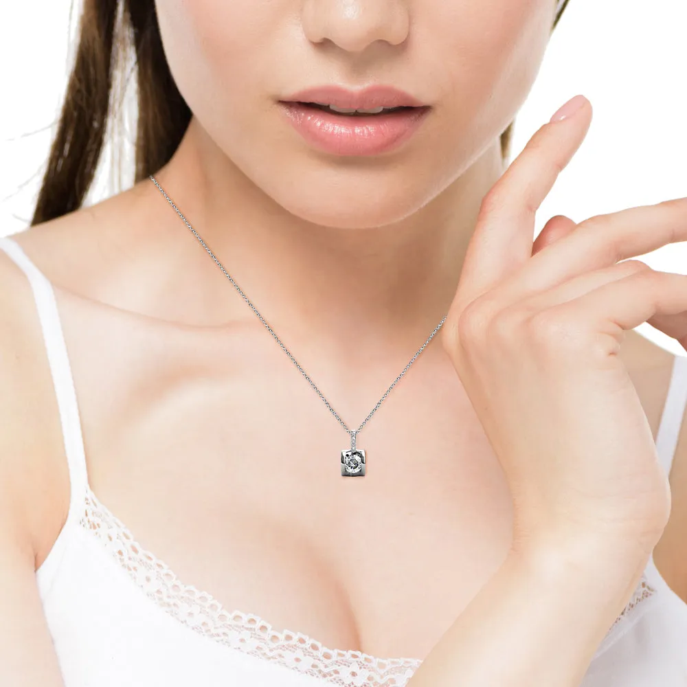 Billie 18k White Gold Pendant Necklace with Round Cut Swarovski Crystals - Fab Friday Flash Sale