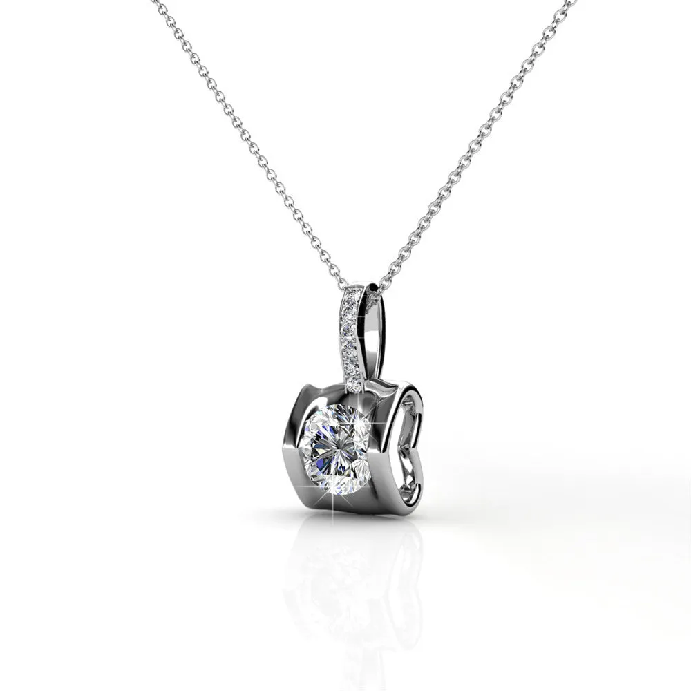 Billie 18k White Gold Pendant Necklace with Round Cut Swarovski Crystals - Fab Friday Flash Sale