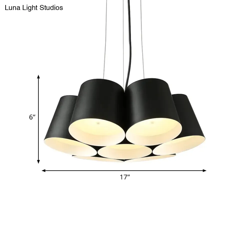 Black Metal LED Drum Chandelier for Modern Bedroom Lighting