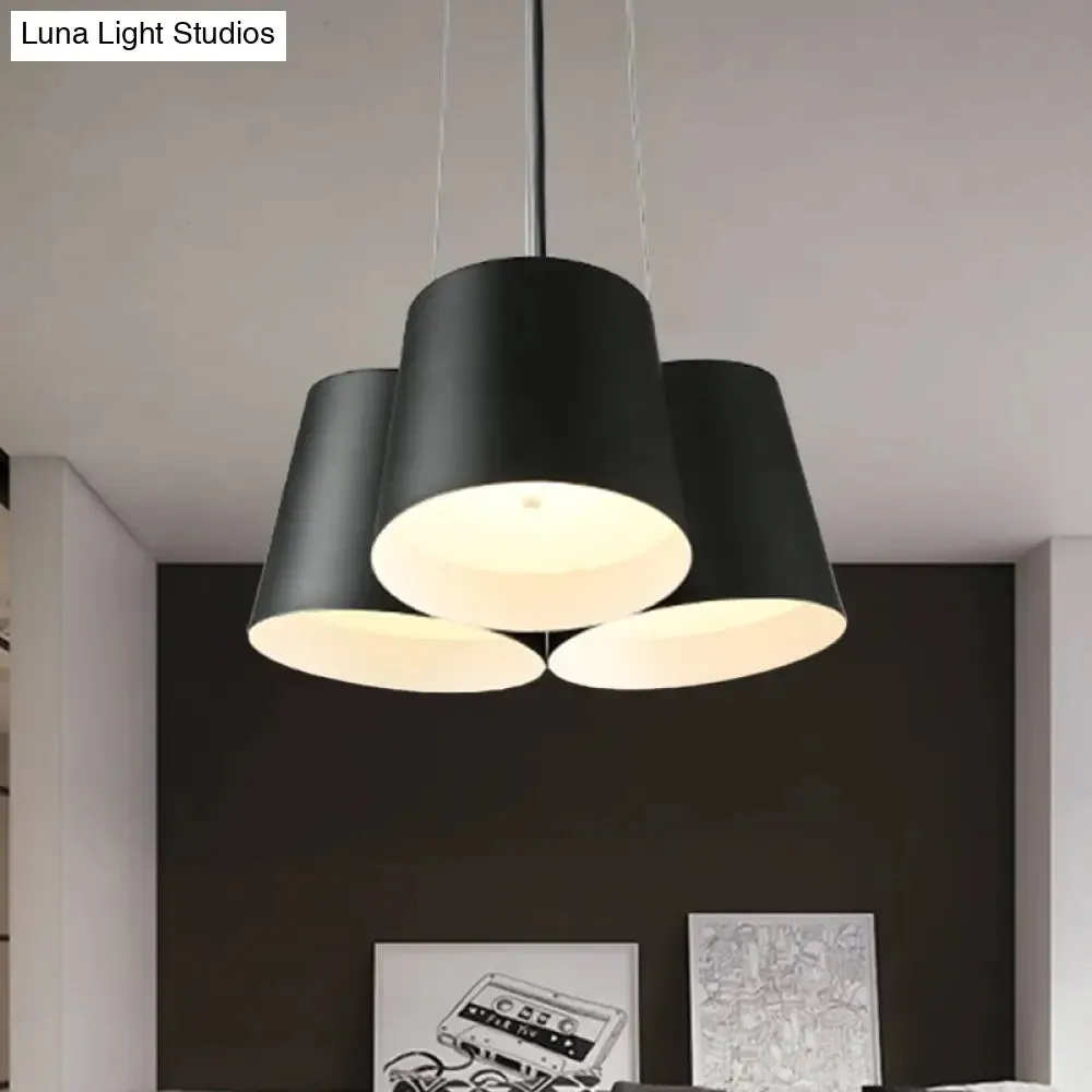 Black Metal LED Drum Chandelier for Modern Bedroom Lighting