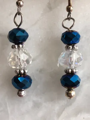 Blue and White Crystal Earrings