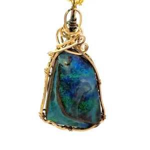 Boulder Opal Pendant set in 9ct Yellow Gold