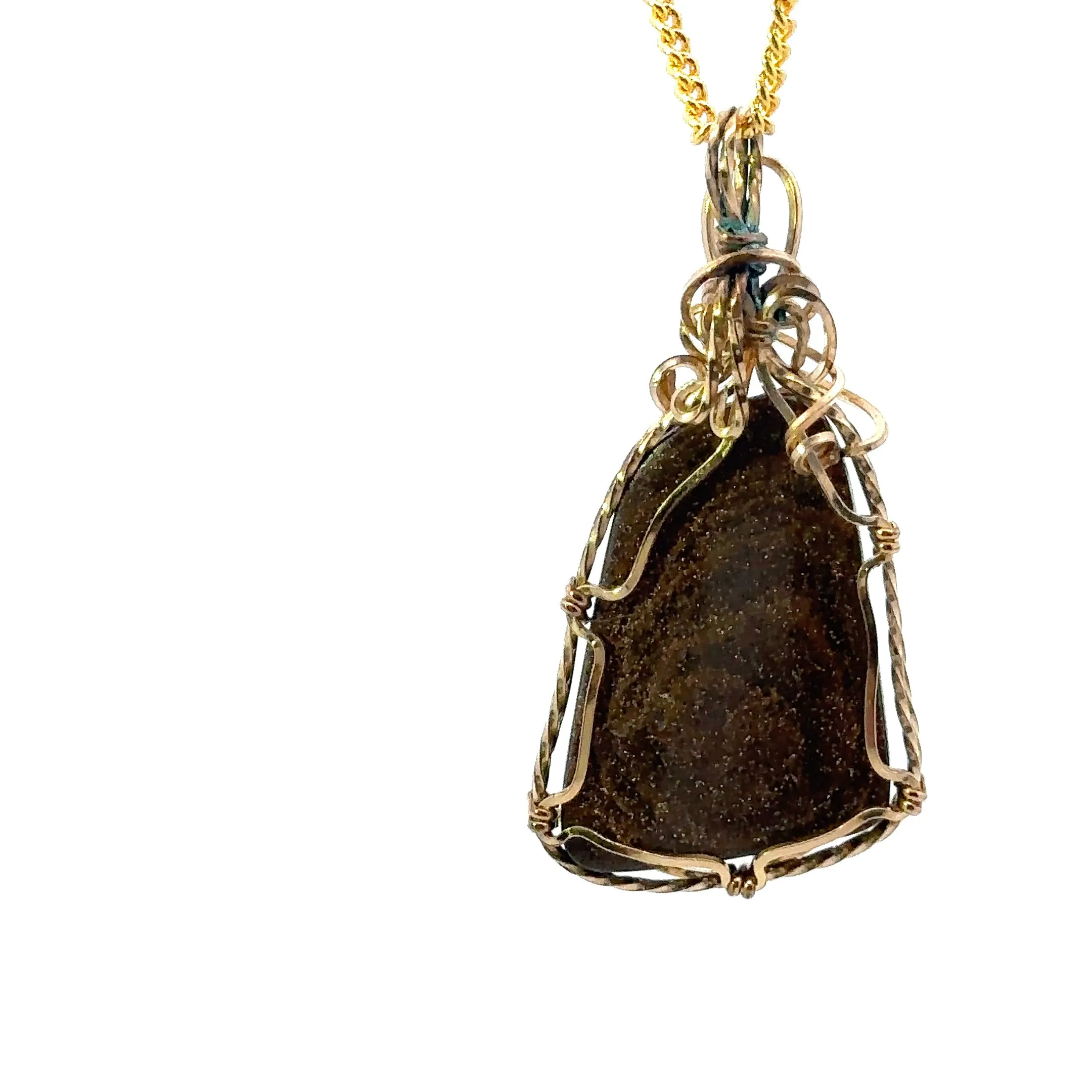 Boulder Opal Pendant set in 9ct Yellow Gold