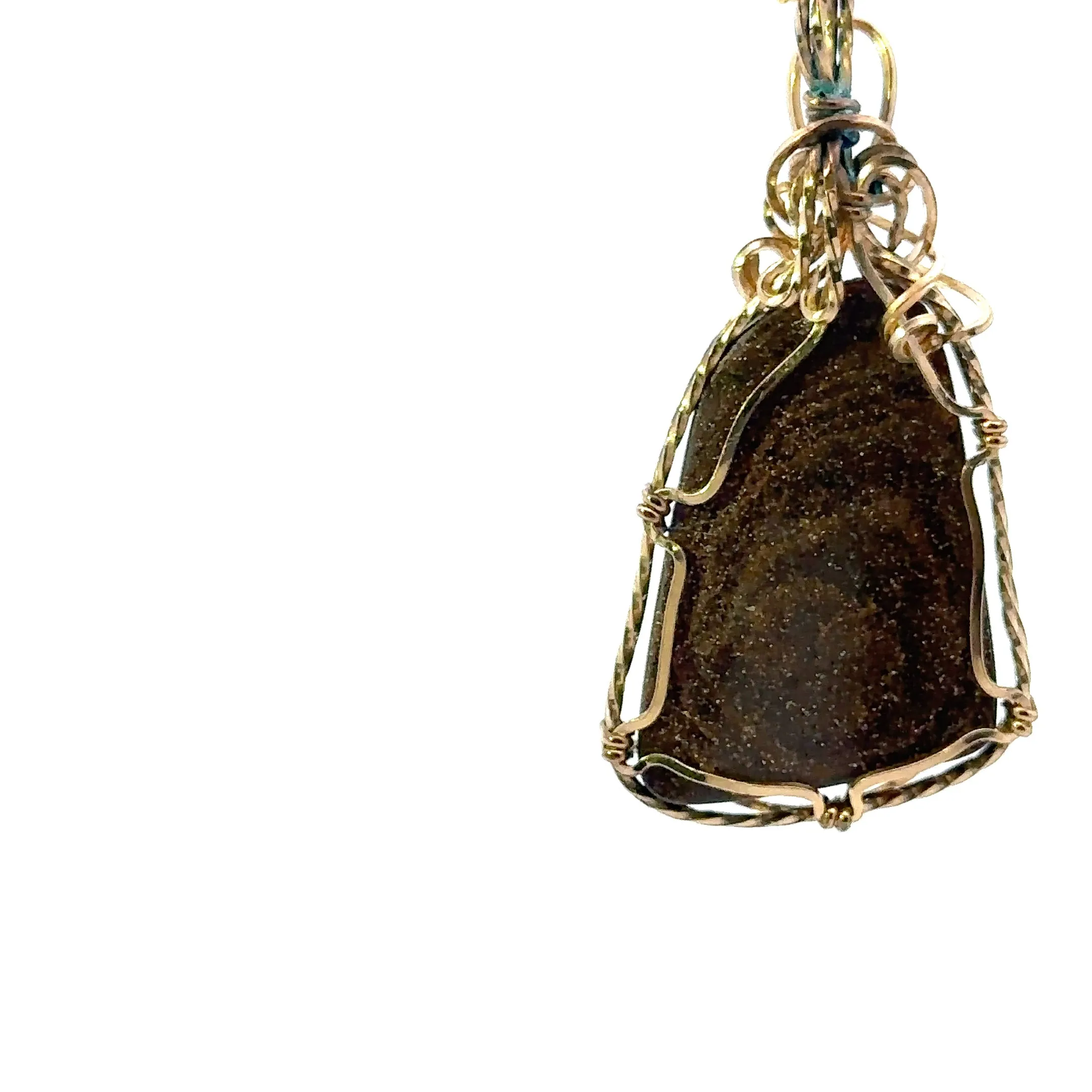 Boulder Opal Pendant set in 9ct Yellow Gold