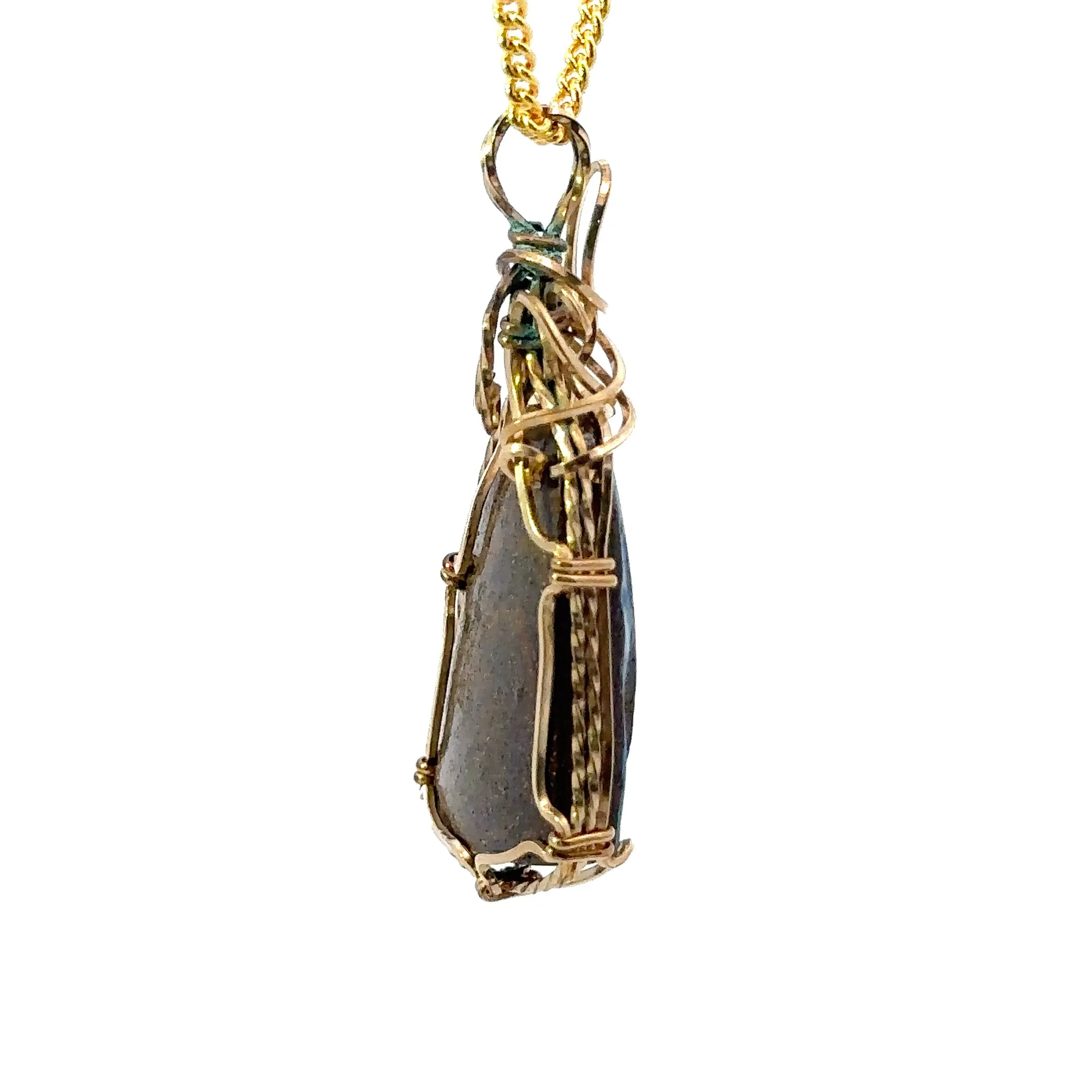 Boulder Opal Pendant set in 9ct Yellow Gold