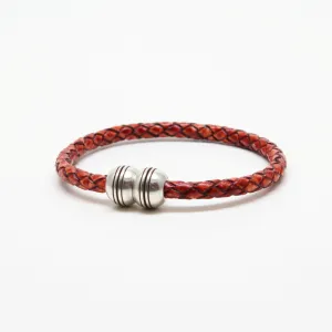 Braided Leather Hemisphere Bracelet Whiskey